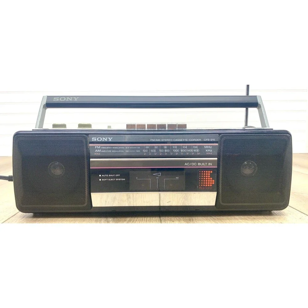 Vintage Sony CFS-210 AM/FM Stereo Cassette Recorder Sound Rider Boombox Works - Picture 1 of 9